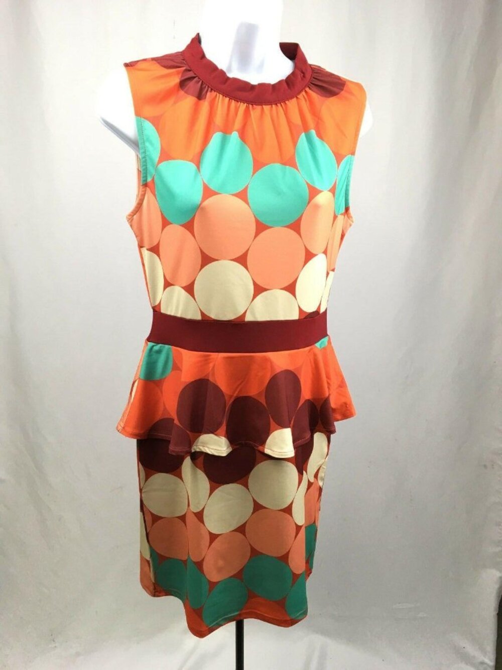 Tracy Negoshian Peplum Polka Dot Dress Womens XS